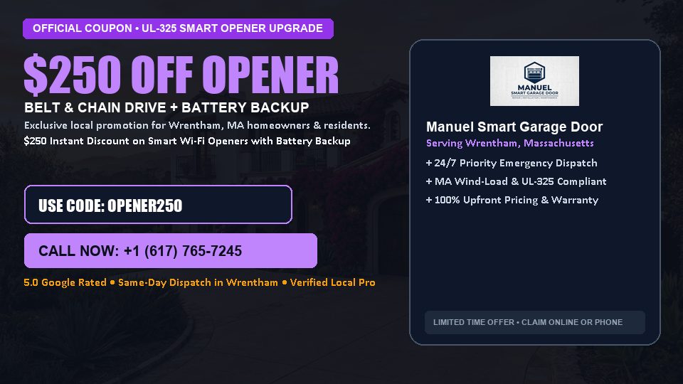 Manuel Smart Garage Door $250 OFF Premium LiftMaster Opener Installation in Wrentham, MA