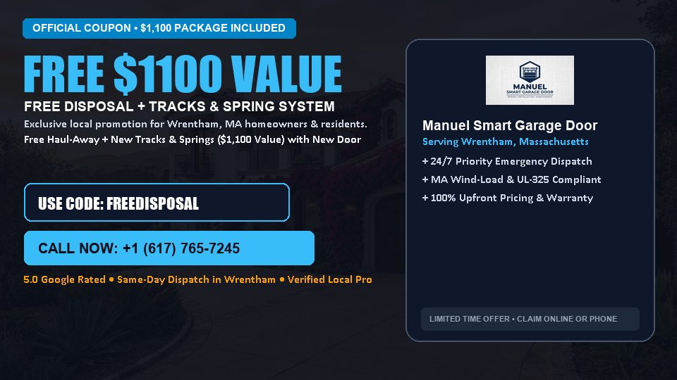 Manuel Smart Garage Door FREE Haul-Away & Heavy-Duty Tracks with New Door in Wrentham, MA